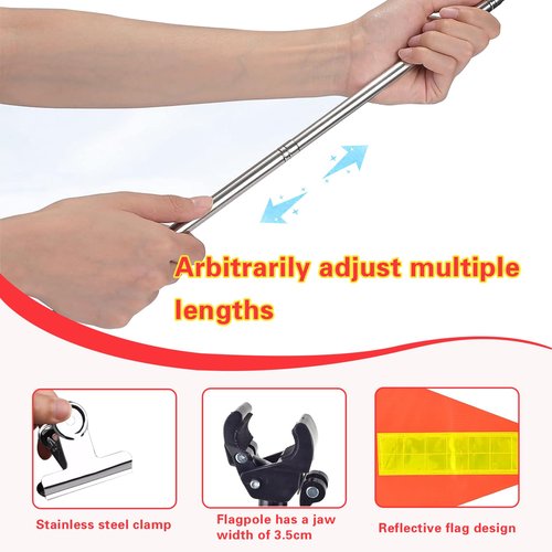 Golf Cart Flags with Pole and Mount, 8.3 x 11.8 Inch Reflective Telescopic Triangle Orange High Visibility Safety Flag for Wheelchairs, Golf Cart Accessories