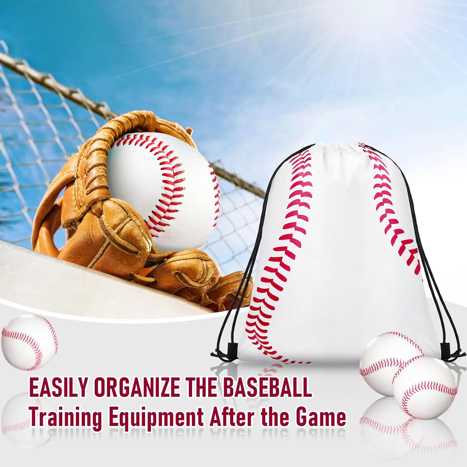 Skiennix 14 Pcs Baseball Drawstring Bags - Perfect Party Favors for Sports Teams & Birthdays