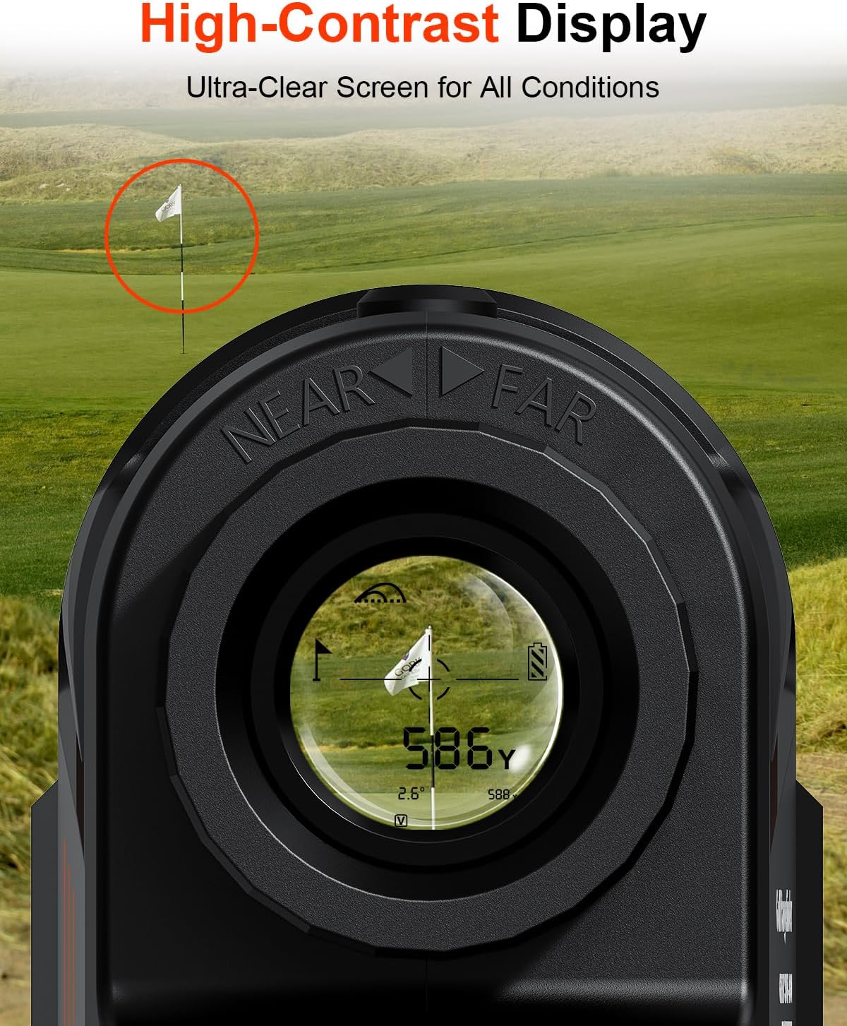 Skiennix Golf Laser Rangefinder - Slope Compensation & Flag Lock Vibration | 1900 Yards Range, 6X HD Magnification, Magnetic USB-C Rechargeable