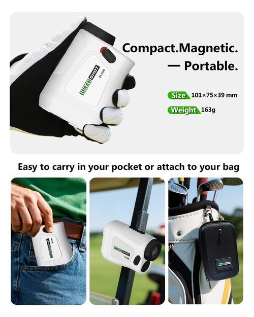 Golf Range Finder with Slope - 1200 Yards Range Finder Golf, 6X Magnification Golf Range Finder Magnetic with Flag Pole Locking Vibration, Rechargeable Golf Accessories for Men (White)