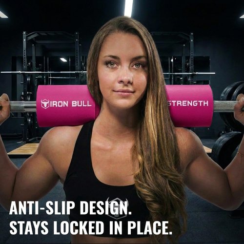 Advanced Squat Pad - Barbell Pad for Squats, Lunges & Hip Thrusts - Neck & Shoulder Protective Pad Support (Pink)