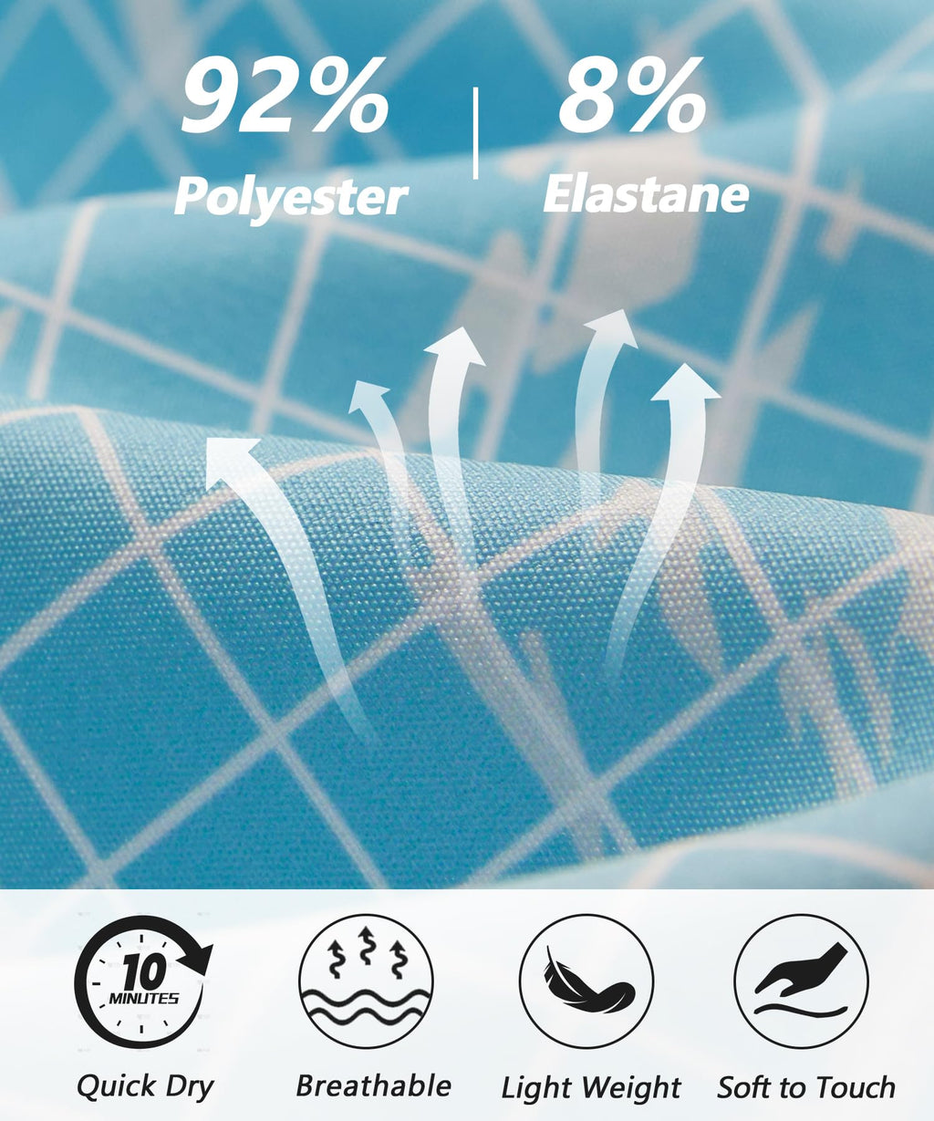 ELETOP Men's Swim Trunks Quick Dry Bathing Suit Swimming Board Shorts Mesh Lining Beach Swimwear Grid Gradient Blue 4XL