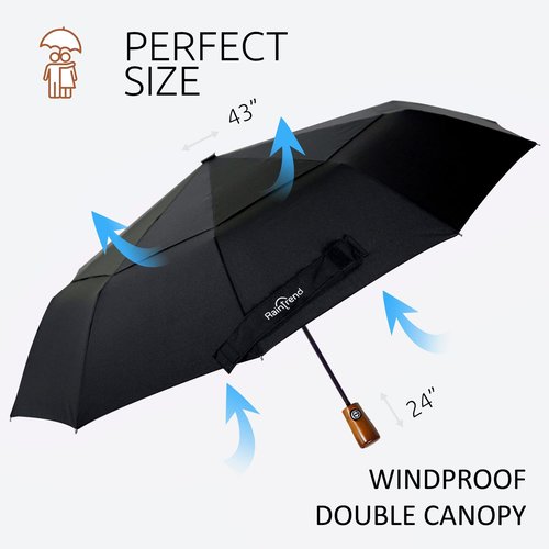 NEW 2 PCS Windproof Umbrellas for Rain Compact Umbrella for Men and Compact Umbrella for Women Automatic Open Close Umbrella Folding Sun Umbrella UV Protection - Bundle