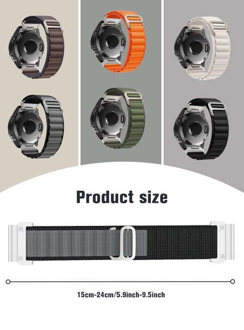 Nylon-Band for Garmin Fenix E/Fenix 8 AMOLED 47mm/Fenix 7/Fenix 7 pro/Fenix 6/Fenix 6 pro/Fenix 5/Fenix 5 Plus,Quickfit 22mm Adjustable Bands for Garmin Forerunner 935/945, Instinct,Approach S62/S60