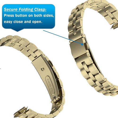 NINKI Gold Band Compatible for Fitbit Luxe Band,Luxury Stainless Steel Slim Strap for Fitbit Luxe Replacement Bands for Fitbit Luxe & Luxe Special Edition Women Men Gold