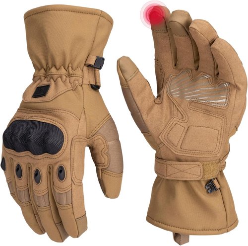 KEMIMOTO Tactical Gloves - Winter Warm Motorcycle Gloves with Touchscreen & Hard Shell Protection | Ideal for Riding, Hunting, and Climbing