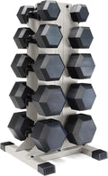 CAP Barbell Rubber Coated Hex Dumbbell Set - 100-300 lbs Free Weights with Vertical Rack | Home Gym Essentials
