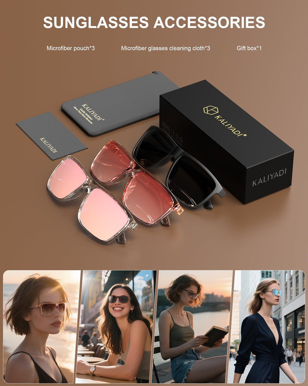KALIYADI Womens-Sunglasses Polarized Sunglasses Womens: Retro Trendy Sun Glasses with UV400 Protection for Travel Driving
