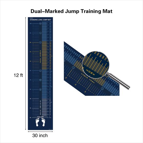 Newzela Standing Long Jump Mat, Broad Jump Measurement for School and Home Exercise, Non-Slip Gym Mat for Workout Training