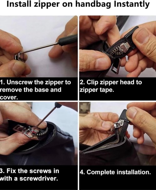 AKTIOIN Metal Zipper Repair Kit - No Sewing Required Detachable Zip Heads for Jackets & Bags | #5 Black