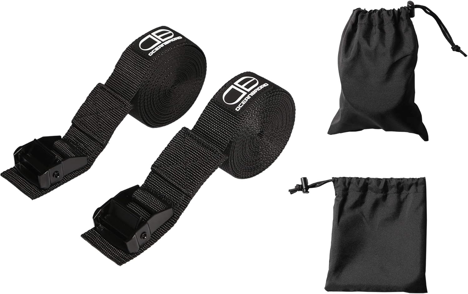 OCEANBROAD Kayak Tie Down Straps - 1.5 Inch, 13 Feet | 2 Pack Cam Buckle Straps for Surfboards & Canoes