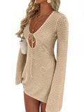 ANRABESS Swimsuit Cover Up - Crochet V Neck Mesh Knit Dress for Women | Summer Beach Vacation Wear