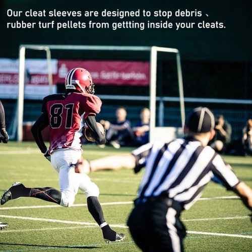 VEAREAR Football Spats Cleat Covers, 1 Pair Football Spats for Cleats, Non-Slip Cleat Sleeves for Soccer, Baseball, Softball, Fit for Youth, Adults (Black)