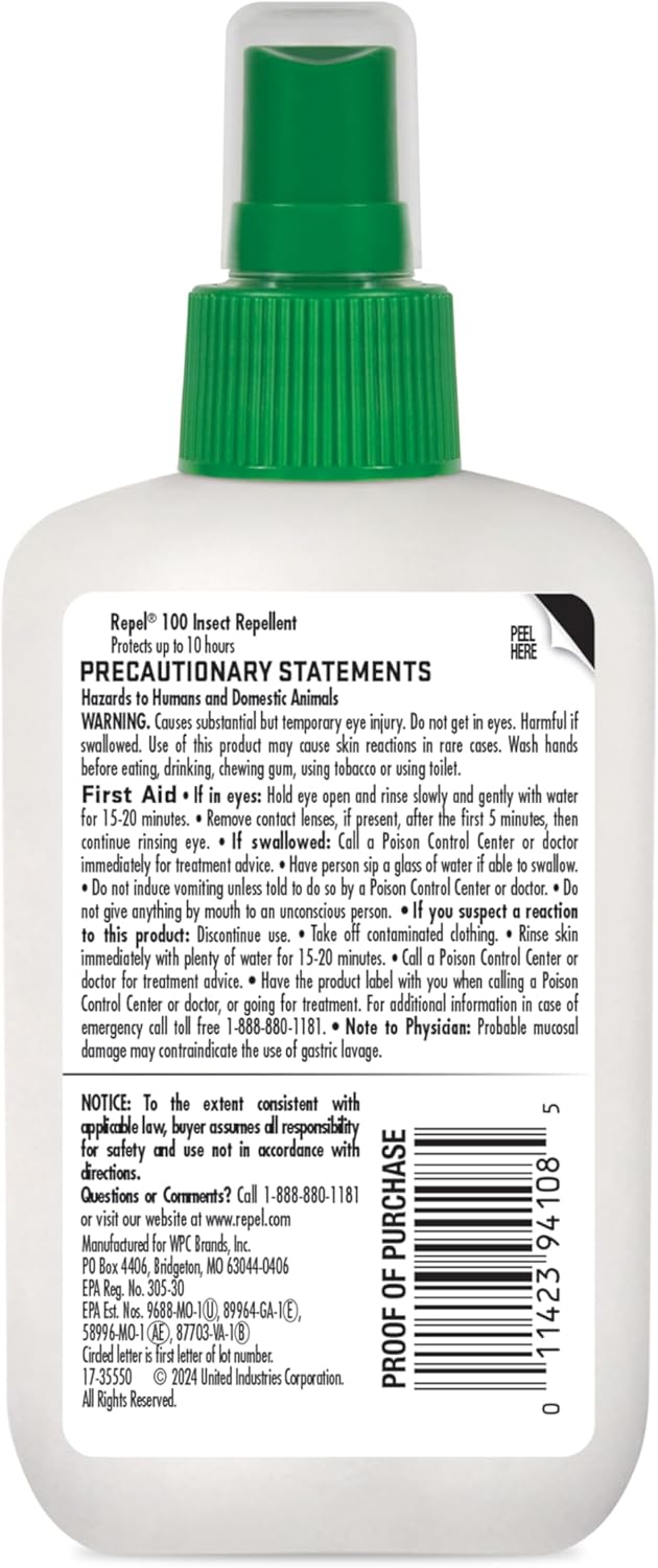 Repel 100 Insect Repellent - 10-Hour Long-Lasting Protection with DEET | 4 Ounces Spray for Mosquitoes, Ticks, and More