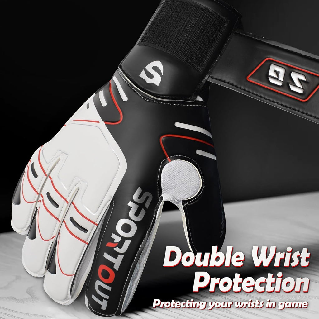 Sportout Goalie Gloves - Strong Grip & Finger Protection for Youth & Adults | 4 Colors Available