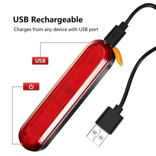 TANMORT Bike Tail Lights USB Rechargeable, Ultra Bright 120 Lumens Powerful 10 LEDs Rear Bicycle Light, IP64 Waterproof Dustproof, 7 Light Mode Options, Cycling Safety Warning Flashlight 2 Pack