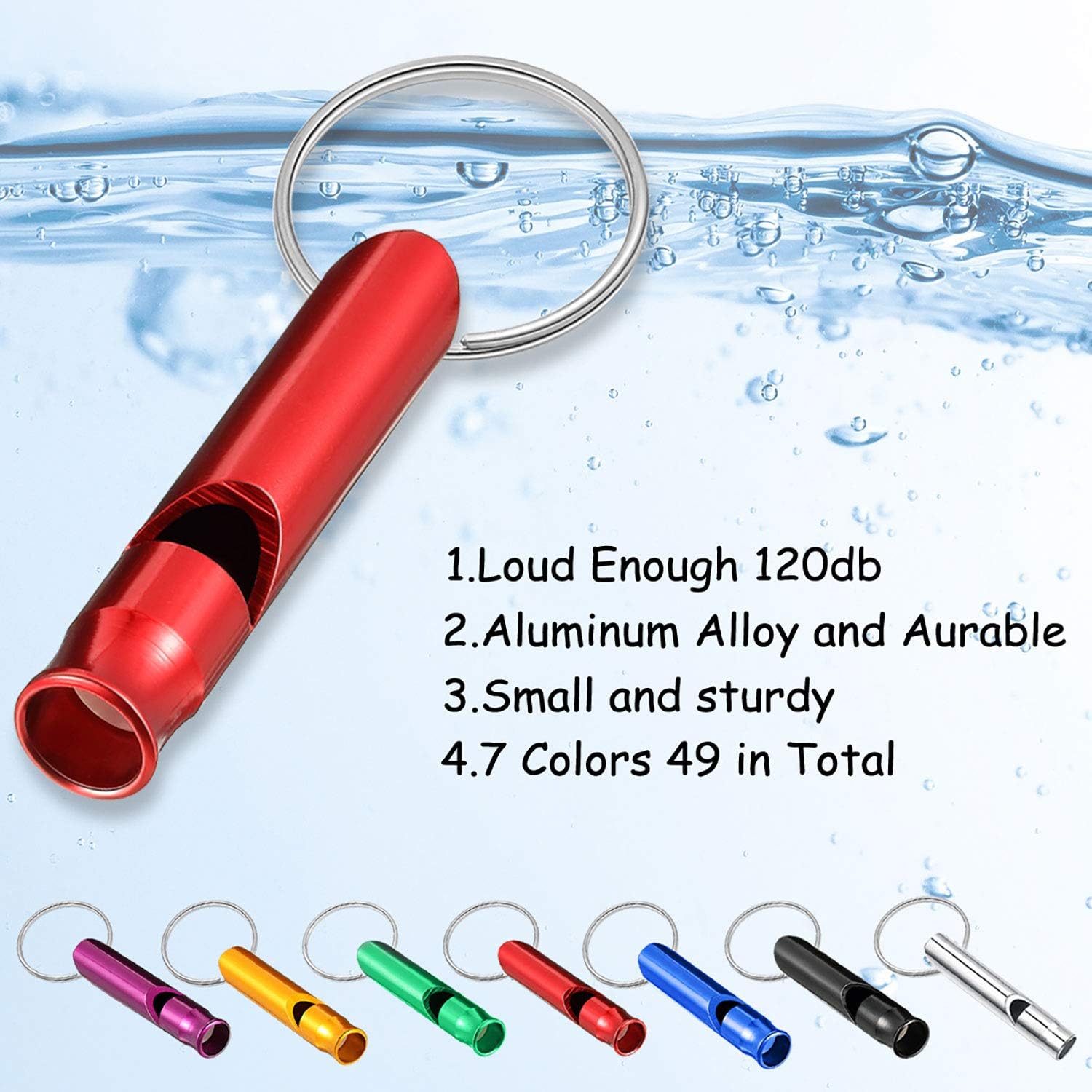Sumind Emergency Whistle Keychain - 49-Piece Survival Set for Camping, Hiking & Boating | 7 Colors Available