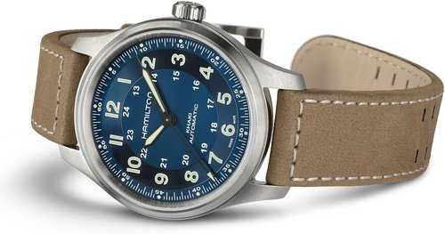 Hamilton Khaki Field Titanium Automatic Men's Watch - 42mm Swiss Made, Blue Dial, 100m Waterproof, Leather Strap