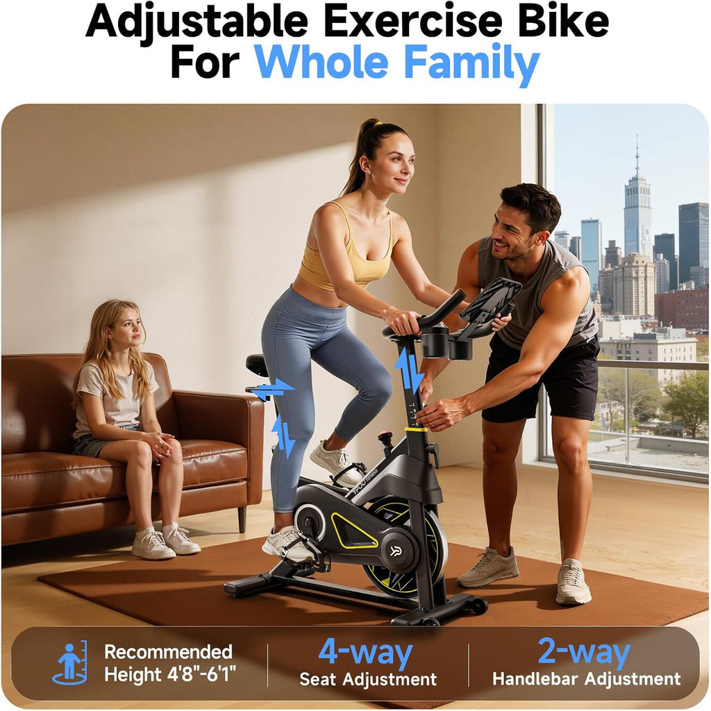 YPOO Exercise Bike - Adjustable Magnetic Resistance Indoor Bike with App & 330lbs Capacity
