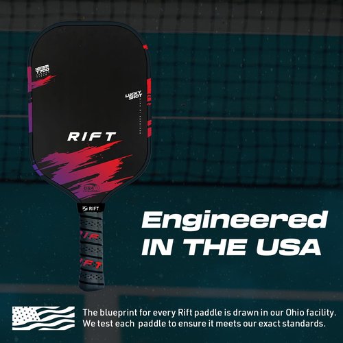 Rift 1 Pro Pickleball Paddle – Carbon Fiber Face, 16mm Core for Control & Power, High-Spin Surface, Includes Paddle Cover (Black)