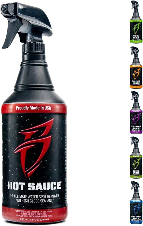 Boat Bling Hot Sauce Hard Water Spot Remover - Premium High-Gloss Wax Sealant, 32 oz. Black