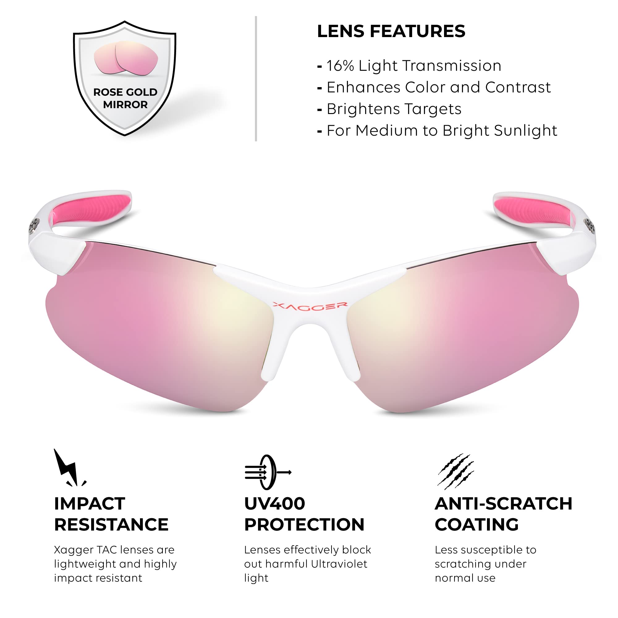 Xagger Kids Youth Polarized Sports Sunglasses for Boys Girls Baseball Softball Glasses TR90 Frame
