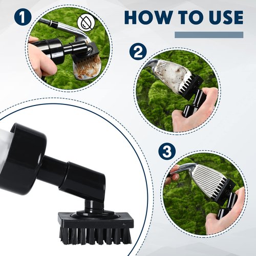 Rtteri 2 Pcs Golf Cleaner Brush Golf Cleaning Brush with 5 Ounces of Water, Golf Brush with Stiff Nylon Bristles, Golf Cleaning Brush Water Dispenser Cleaner(Black, White)