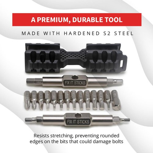 Prestacycle Fixit Sticks Pro Hex Bit Driver Set, Compact T-Handle Ratcheting Tool Kit w/18 Replaceable Bits for Bikes & Repairs - Fix It Sticks Accessories, All-in-One Toolkit