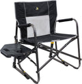 GCI Outdoor Freestyle Rocker XL Camping Chair - Portable Folding Rocking Chair with Side Table & Drink Holder - Black