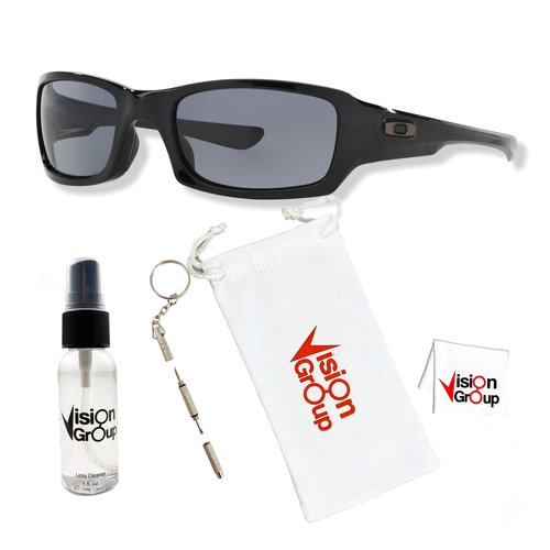 Oakley OO9238 FIVES SQUARED Sunglasses + Vision Group Accessories Bundle (Black)