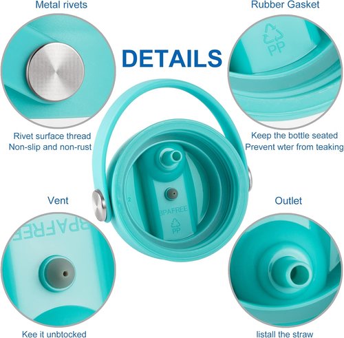 Hydro Flask Straw Lid - Flexible Handle & Straws for 32/40 oz Wide Mouth Bottles