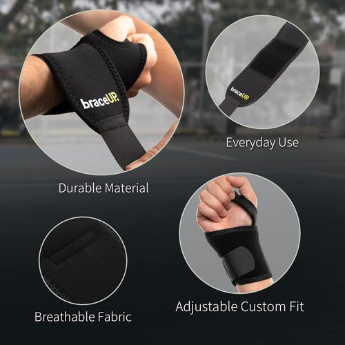 BraceUP Adjustable Wrist Wraps - Compression Support for Workouts & Carpal Tunnel | Pack of 2