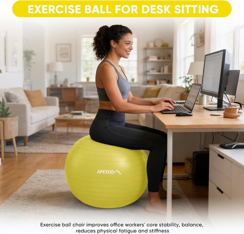 APEXUP Yoga Ball - Anti-Slip Heavy Duty Exercise Ball for Fitness & Core Workout | 5 Sizes Available