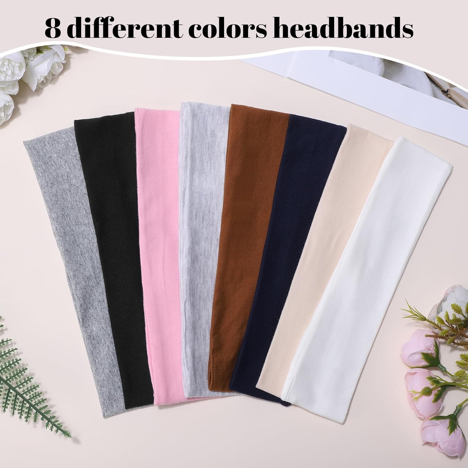 Obeoby 8 Pack Sport Headbands - Non-Slip Cotton Hair Bands for Women | Sweat Absorbing & Comfortable
