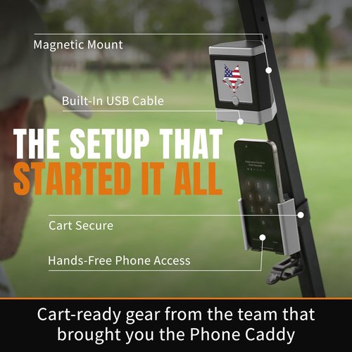 DESERT FOX GOLF DJ-10 Golf Cart Bluetooth Speaker – Wireless Magnetic Golf Speaker with Secure Mount – Loud, Weatherproof Sound with Retro Volume Knob & Built-in Charging (Gray w/US Flag)