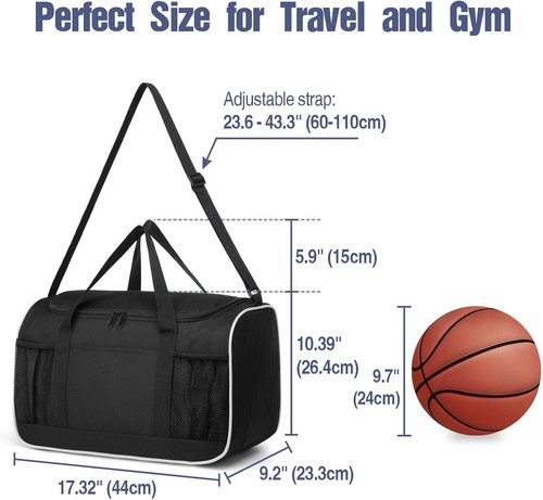 BuyAgain Duffle Bag - 17" Small Travel Gym Bag | Lightweight & Durable Carry-On