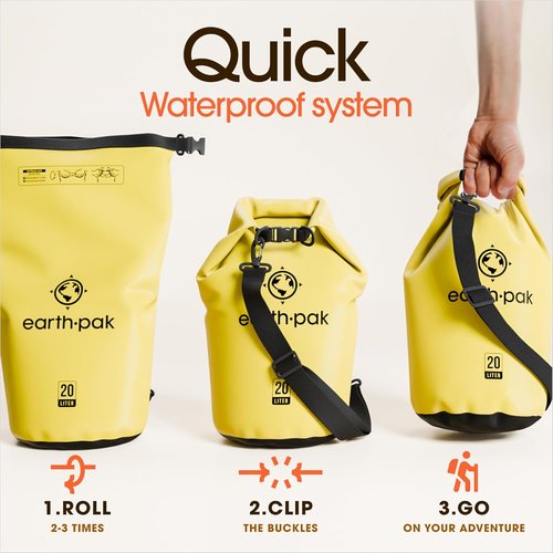 Earth Pak Waterproof Dry Bag - Roll Top Design Keeps Gear Dry | Includes Waterproof Phone Case