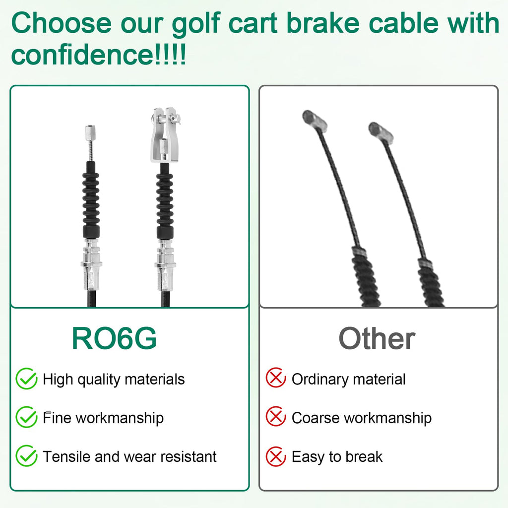 RO6G Replacement Club Car Ds Brake Cable 102022101 1020221-01 1019907 for 2000-Up Club Car Golf Cart Cable Stainless Steel Core Driver & Passenger Side Cables