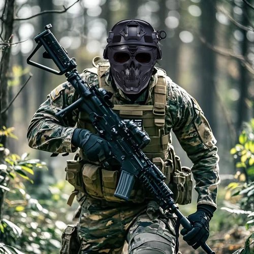Airsoft Helmet and Mask,Tactical Skull Full Face Mask with Goggles - Military Protective Gear Set for Airsoft, Paintball, and Black Fast Helmets