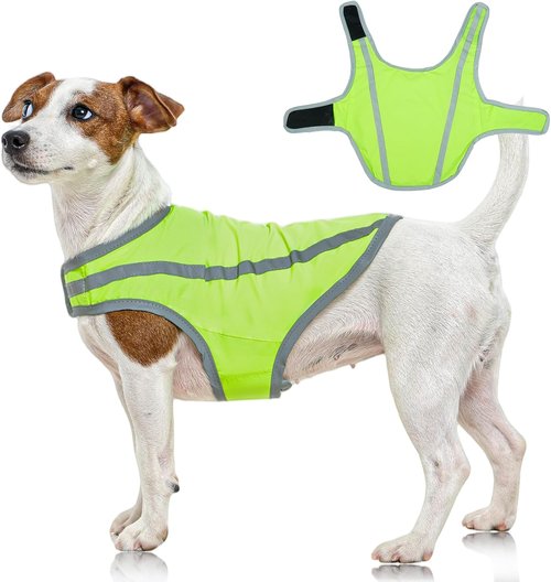 FUAMEY Dog Reflective Vest - High-Visibility Safety Gear for Small Dogs | Water-Resistant, Adjustable, Neon Green XS