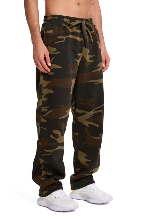 TanBridge Men's Athletic Open Bottom Relaxed Fit Sweatpants, Jogging and Daily Wear Sweatpants with Pocket Camo