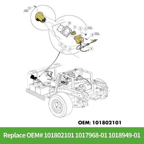 10L0L Golf Cart Charger Receptacle & Fuse Assembly 48V for Club Car DS, Replace OEM 101802101, 1017968-01, 1018949-01, Golf Cart Club Car DS Charger Port
