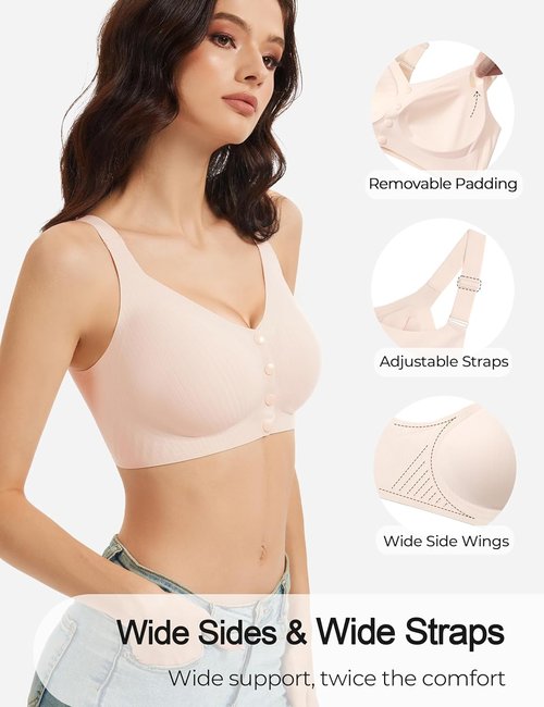 Gailife V-Neck Wireless Bras for Women - Seamless Full Coverage Mastectomy Bralettes