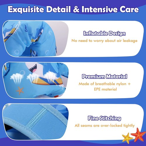 MoKo Toddler Swim Vest - Cartoon Swim Floaties with Shoulder Straps | For Kids 13-66 lbs