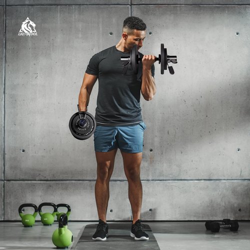LIONSCOOL 16"Loadable Dumbbells Pairs, Olympic Dumbbell Handle/Bar for Strength Training, Compatible with 2’’ Standard Plates (Overall Black)