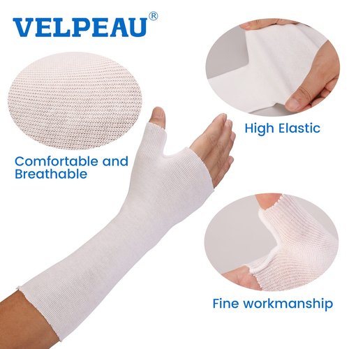 Hand Socks for Splint (Pack of 10), Stockinette Tubing, Thin Breathable Surgical Sleeves for Arm, Wrist and Thumb Sleeve Under Brace, Cast Wrap Liner for Men & Women, Fit Left & Right Hands (White, S)