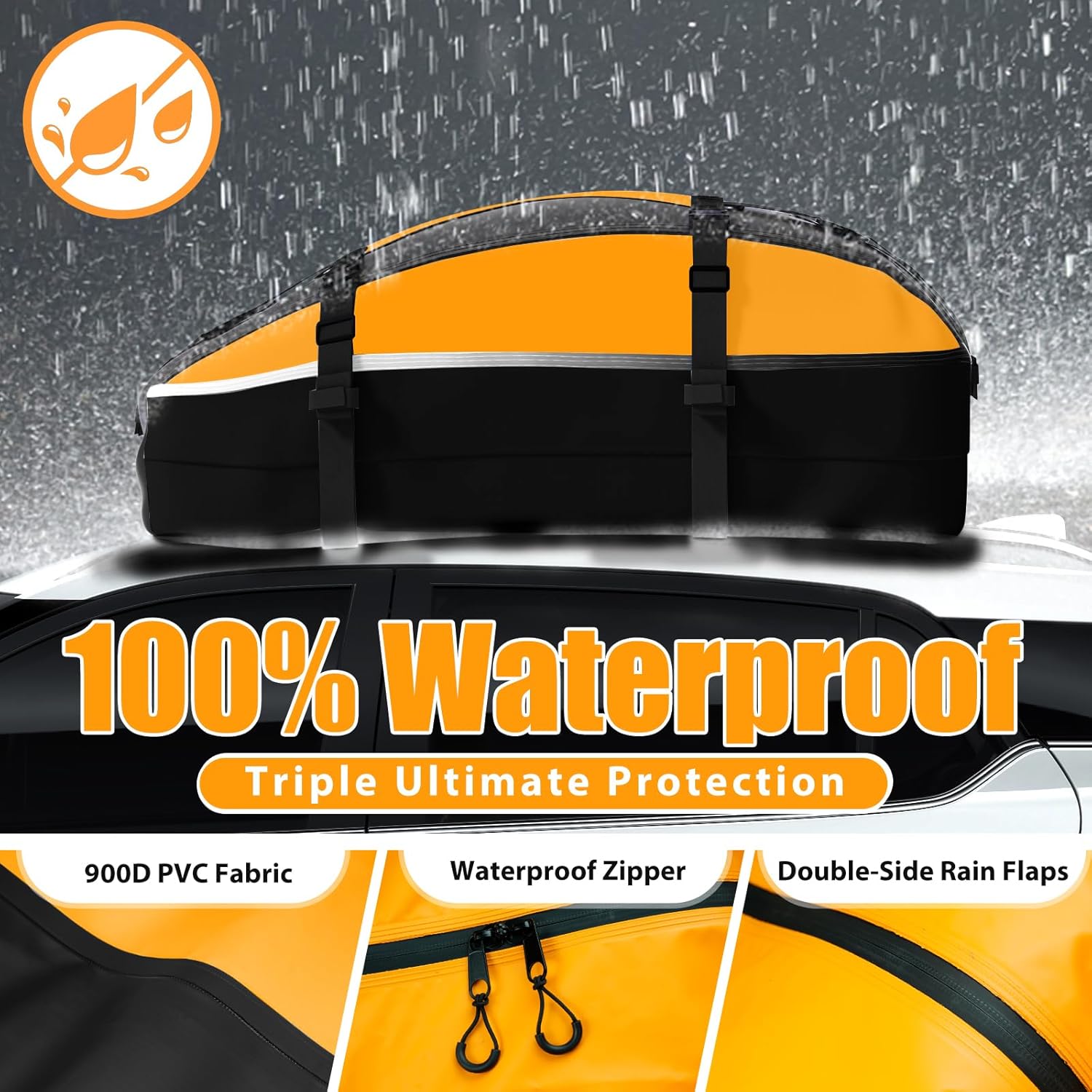 Skiennix Rooftop Cargo Carrier Bag - 100% Waterproof 20 Cubic Feet Luggage Carrier for All Vehicles | Includes Anti-Slip Mat & Storage Bag