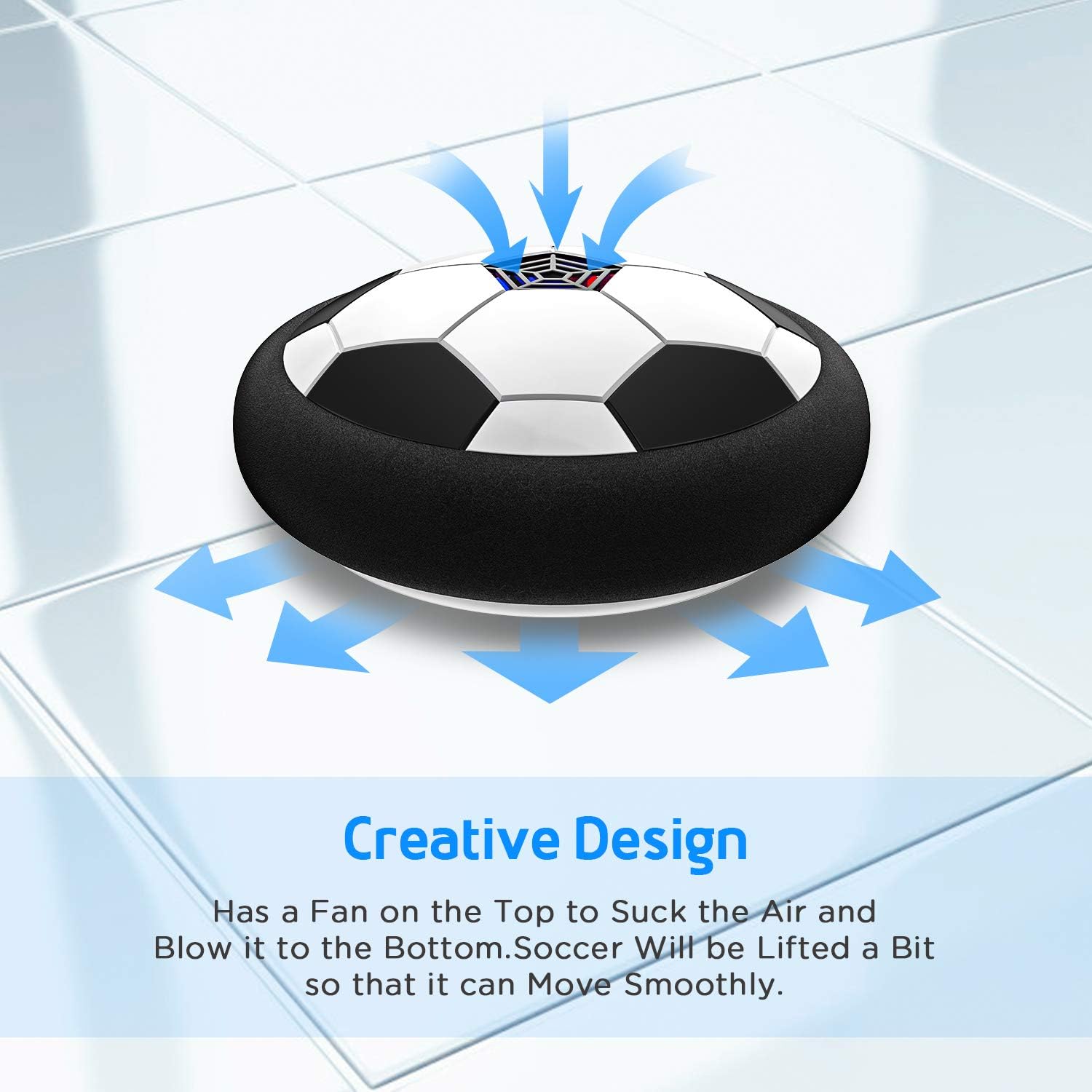 Toyk Boy Toys - LED Hover Soccer Ball - Air Power Indoor/Outdoor Football Game | Perfect Birthday Gift for Ages 3-12