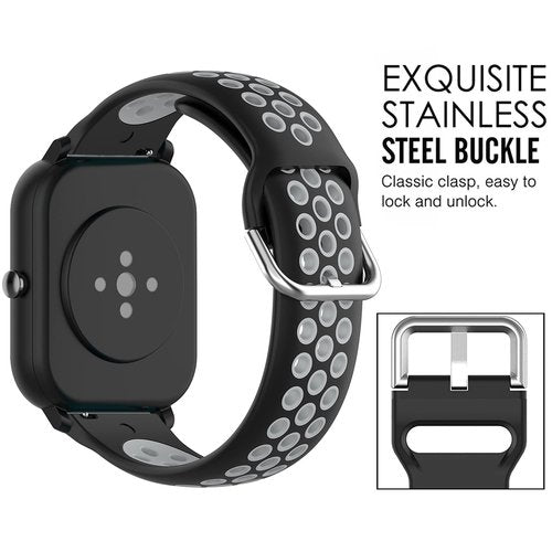 QGHXO Breathable Band for Amazfit GTS 4/4 Mini/3/2/2e/ GTR Mini/GTR 42mm/Active, Soft Silicone Band Replacement for Amazfit Bip 3/3 Pro/U Pro/S lite/Lite/S/U