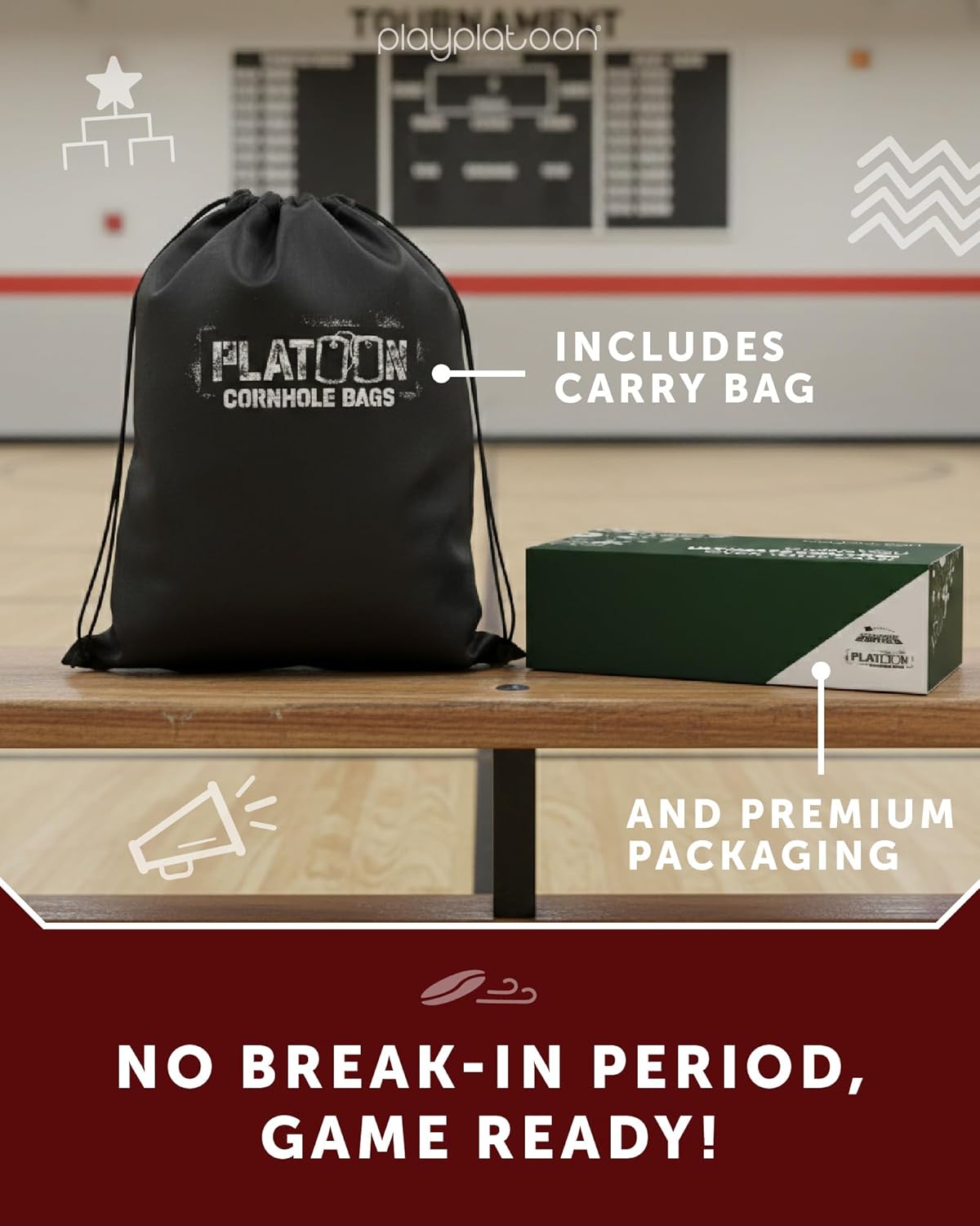Play Platoon Pro Cornhole Bags - Dual-Sided Slick & Sticky Competition Set of 8 | Tournament Series